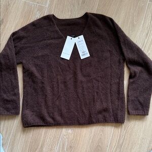 Cashmere V-Neck Women's Sweater - Brown